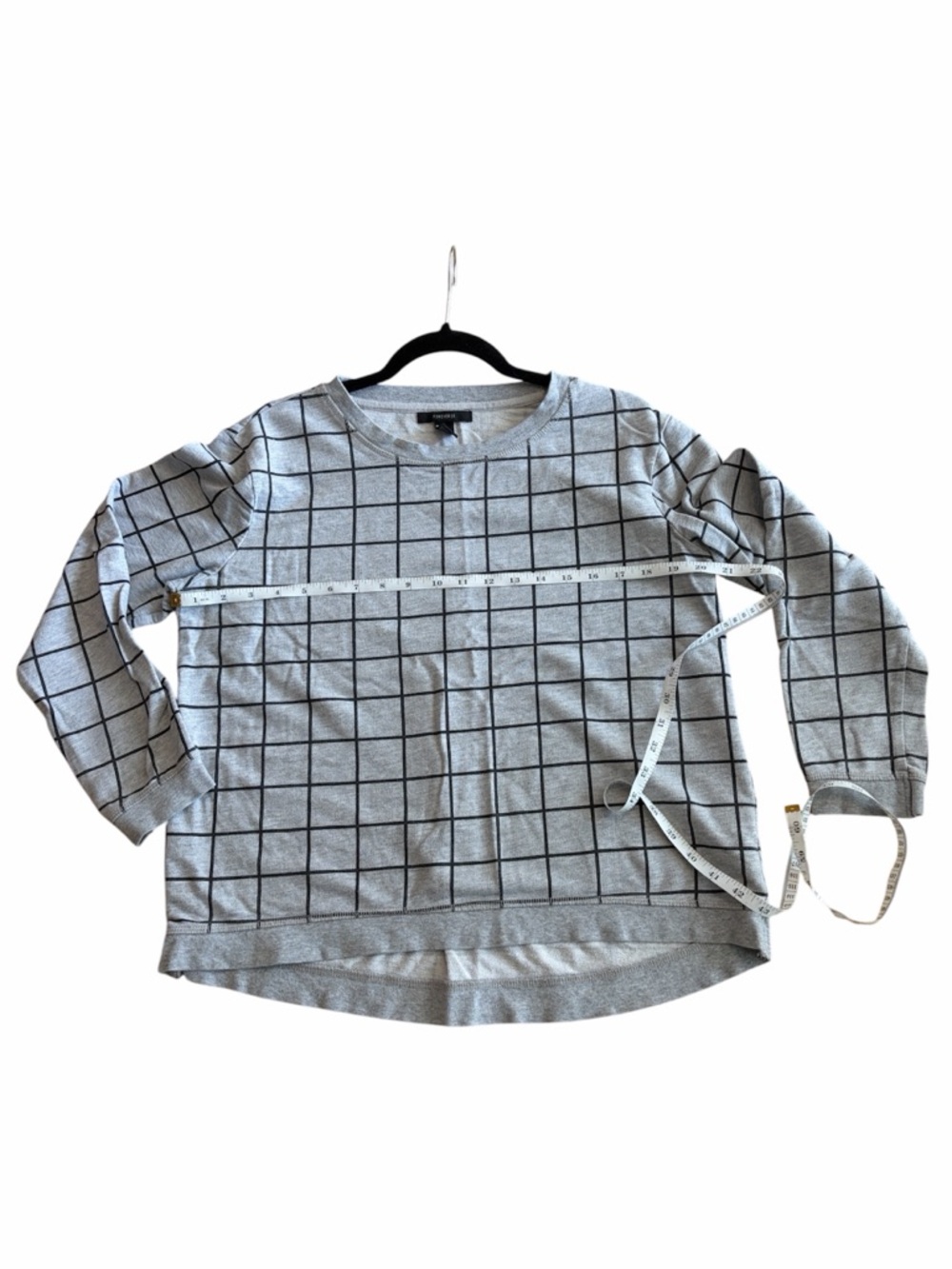 Forever 21 Light Gray Grid-Pattern Crewneck Pullover